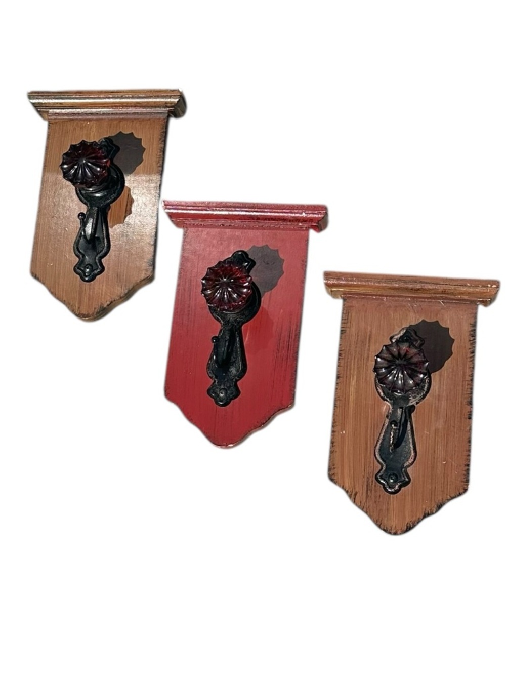 Set of 3 Vintage Style Wall Hooks Rustic Farmhouse Cottage Decor